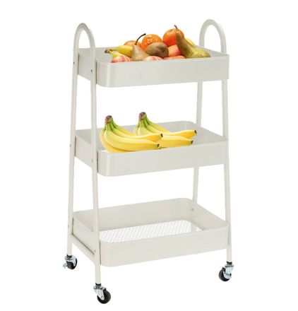 Kuchyňský úložný vozík Homestyling KO-C80902000 třípatrový kov krémová (1)