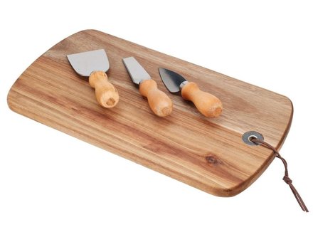 Prkénko servírovací Excellent KO-101001910 na sýr s noži sada 4 ks (1)