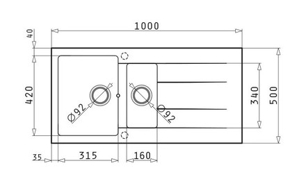 Granitový kuchyňský dřez Pyramis ATHLOS (100x50) 1 1/2B 1D VOLCANO (1)