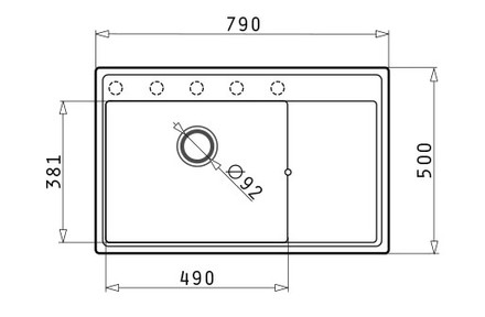 Granitový kuchyňský dřez Pyramis CAMEA 79x50 1B DARK BEIGE LH (1)