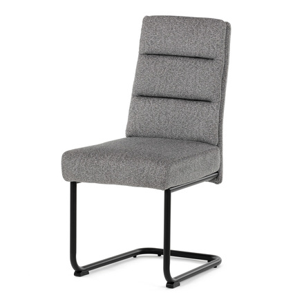 Moderní jídelní židle Autronic Židle jídelní, taštičkové pružiny v sedáku, madlo na opěráku, světle šedá látka, černý kov (DCL-P3107 SIL2) (2)