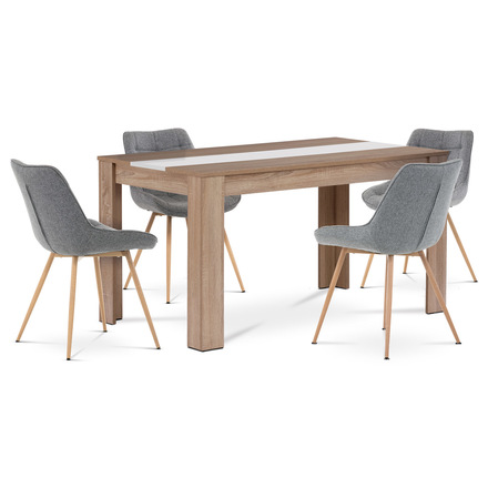 Set moderní jídelní stůl se židlemi Autronic Jídelní set 1+4, stůl 138x80cm, MDF dub sonoma, židle šedá látka, dekor dub (B140SONCT394GREY)