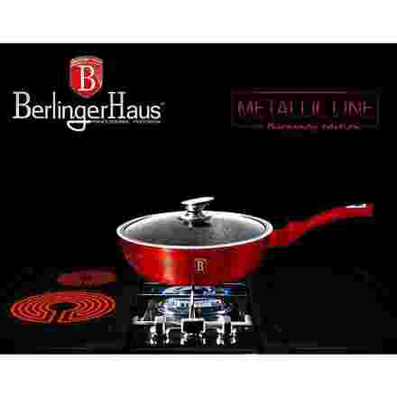 Pánev hluboká s mramorovým povrchem a poklicí Berlingerhaus BH-1259 24 cm Burgundy Metallic Line (5)