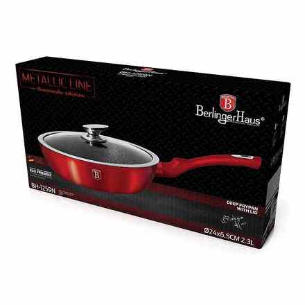 Pánev hluboká s mramorovým povrchem a poklicí Berlingerhaus BH-1259 24 cm Burgundy Metallic Line (6)