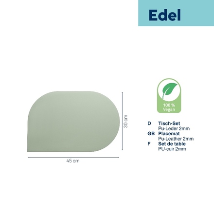 Prostírání Kela KL-12658 EDEL PU kůže kouřově zelen, 45,0x30,0x0,17cm (2)
