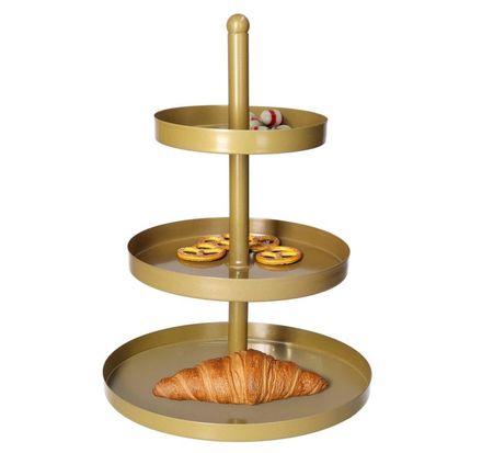 Etažér HIT HT-24500465 třípatrový nerez 35 cm zlatá (1)