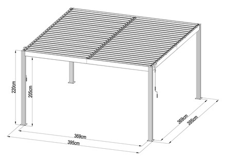 Bioklimatická pergola G21 Austin 4x4 m, antracitová hliníková (9)