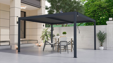Bioklimatická pergola G21 Austin 4x4 m, antracitová hliníková (10)
