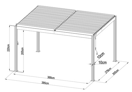Bioklimatická pergola G21 Austin 4x3 m, antracitová hliníková (10)