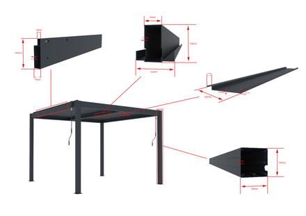 Bioklimatická pergola G21 Austin 4x3 m, antracitová hliníková (11)