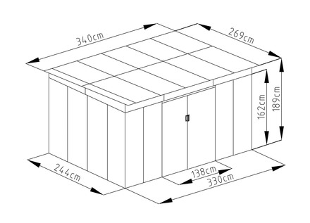 Zahradní domek G21 GRAH 915 - 340 x 269 cm, metalický šedý (4)