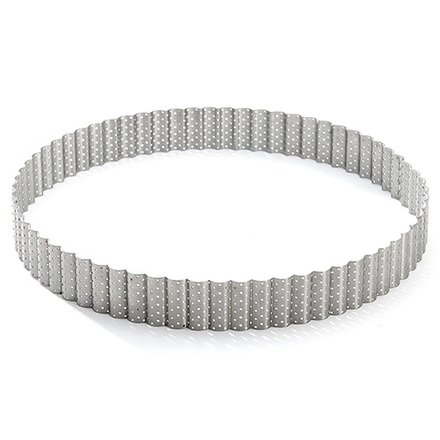Pečící rám de Buyer 3030.24, perforovaný, kruhový, vroubkovaný, průměr 24 cm, výška 3 cm, nerezová ocel