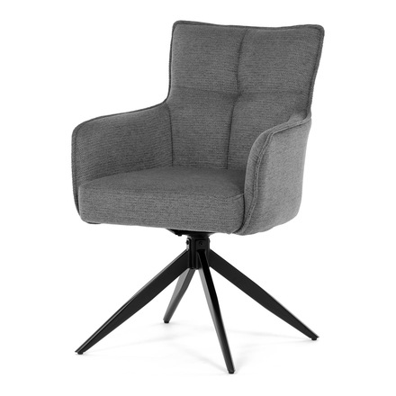 Moderní jídelní židle Autronic Židle jídelní, taštičkové pružiny v sedáku, 180° otočný mechanismus, šedá voděodolná látka, černý kov (DCH-P3170 GREY2) (2)