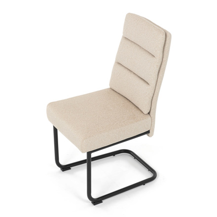Moderní jídelní židle Autronic Židle jídelní, taštičkové pružiny v sedáku, madlo na opěráku, krémová látka, černý kov (DCL-P3107 CRM2) (15)