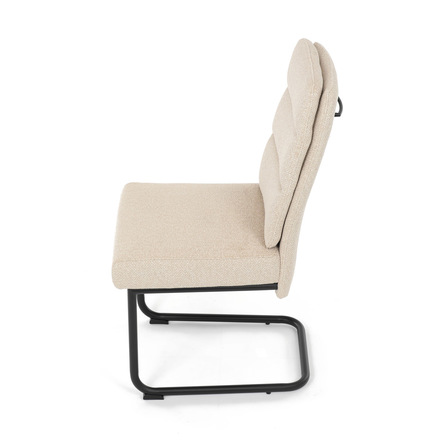 Moderní jídelní židle Autronic Židle jídelní, taštičkové pružiny v sedáku, madlo na opěráku, krémová látka, černý kov (DCL-P3107 CRM2) (16)