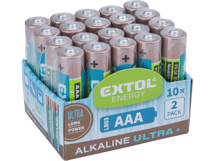 MIkrotužkové baterie Extol Energy (42012) baterie alkalické, 20ks, 1,5V AAA (LR03)
