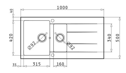 Granitový kuchyňský dřez Pyramis ATHLOS (100X50) 1 1/2B 1D SNOW (070010511) (1)