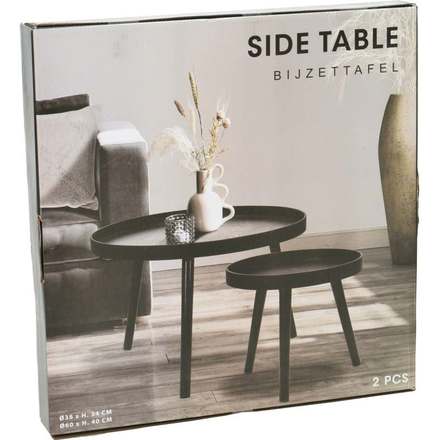 Odkládací stolek Homestyling KO-KR8200300 Odkládací stolek sada 2 ks borovice černá (3)