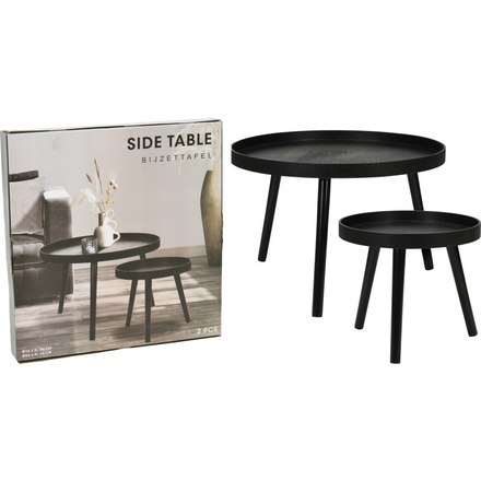 Odkládací stolek Homestyling KO-KR8200300 Odkládací stolek sada 2 ks borovice černá (4)