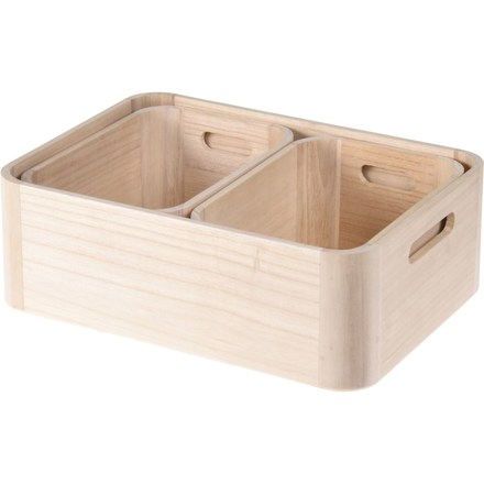 Sada úložných boxů Excellent KO-KR8000160 Sada dřevěných úložných boxů 3 ks přírodní (1)