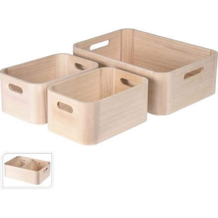 Sada úložných boxů Excellent KO-KR8000160 Sada dřevěných úložných boxů 3 ks přírodní (2)
