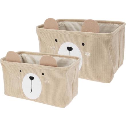 Koš na prádlo Homestyling KO-HZ1993160bezo Dětský úložný koš na prádlo i hračky kvádr sada 2 ks béžová