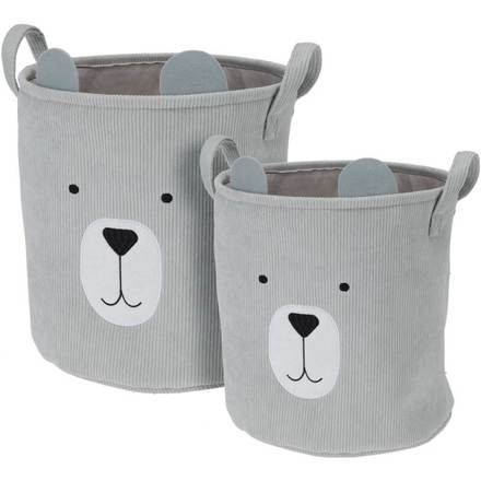 Koš na prádlo Homestyling KO-HZ1993030seda Dětský úložný koš na prádlo i hračky válec sada 2 ks šedá