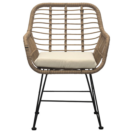 Set zahradního nabytku Autronic Relaxační set stůl + 2 židle, kov, umělý ratan, látka béžová, deska stolku polywood (AZ-F1208 NAT) (3)