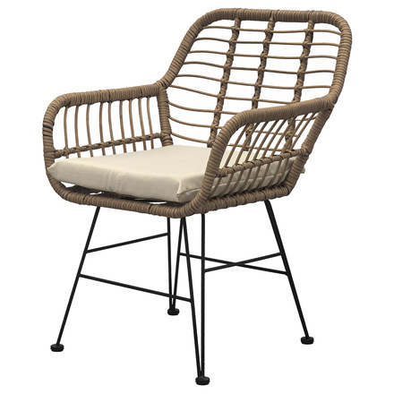 Set zahradního nabytku Autronic Relaxační set stůl + 2 židle, kov, umělý ratan, látka béžová, deska stolku polywood (AZ-F1208 NAT) (4)