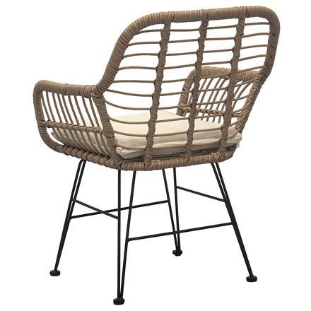 Set zahradního nabytku Autronic Relaxační set stůl + 2 židle, kov, umělý ratan, látka béžová, deska stolku polywood (AZ-F1208 NAT) (5)