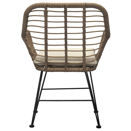 Set zahradního nabytku Autronic Relaxační set stůl + 2 židle, kov, umělý ratan, látka béžová, deska stolku polywood (AZ-F1208 NAT) (6)