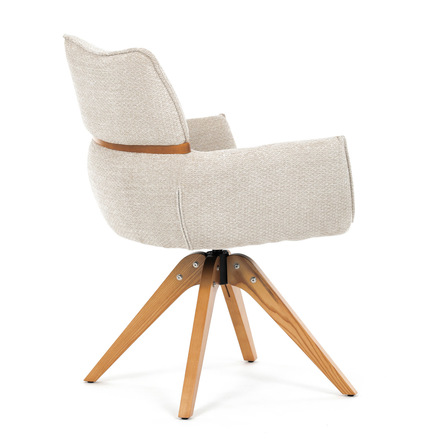 Moderní jídelní židle Autronic Židle jídelní, béžová látka, 360° vratný mechanismus, masiv jasan (DCH-D1348 CRM2) (9)