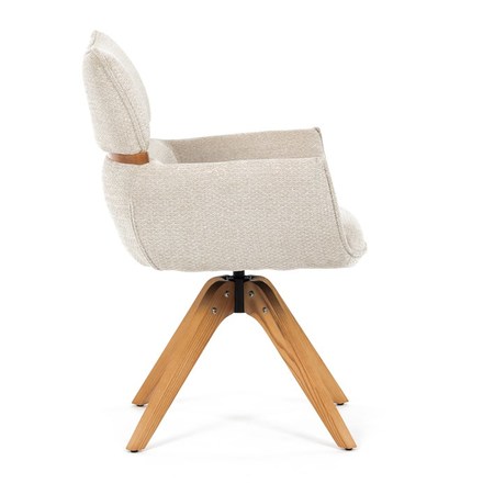 Moderní jídelní židle Autronic Židle jídelní, béžová látka, 360° vratný mechanismus, masiv jasan (DCH-D1348 CRM2) (10)