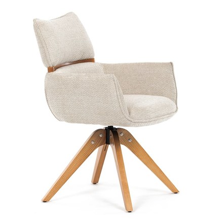 Moderní jídelní židle Autronic Židle jídelní, béžová látka, 360° vratný mechanismus, masiv jasan (DCH-D1348 CRM2) (11)