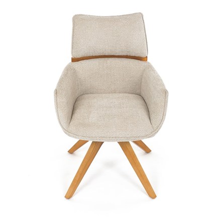 Moderní jídelní židle Autronic Židle jídelní, béžová látka, 360° vratný mechanismus, masiv jasan (DCH-D1348 CRM2) (13)