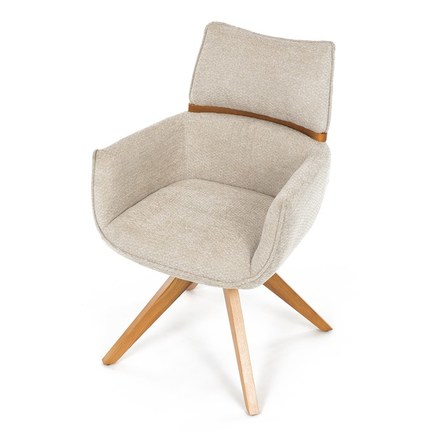 Moderní jídelní židle Autronic Židle jídelní, béžová látka, 360° vratný mechanismus, masiv jasan (DCH-D1348 CRM2) (14)