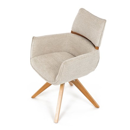 Moderní jídelní židle Autronic Židle jídelní, béžová látka, 360° vratný mechanismus, masiv jasan (DCH-D1348 CRM2) (15)