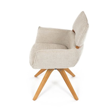 Moderní jídelní židle Autronic Židle jídelní, béžová látka, 360° vratný mechanismus, masiv jasan (DCH-D1348 CRM2) (16)