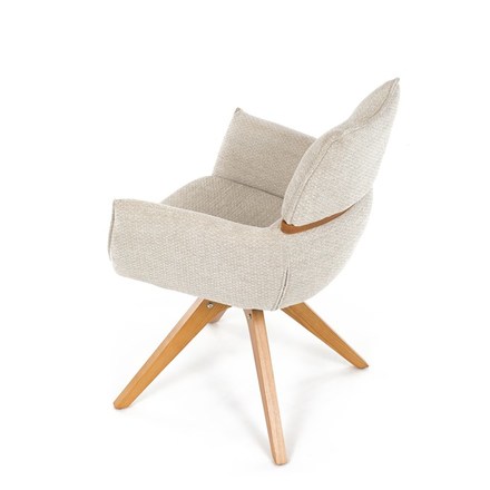 Moderní jídelní židle Autronic Židle jídelní, béžová látka, 360° vratný mechanismus, masiv jasan (DCH-D1348 CRM2) (17)