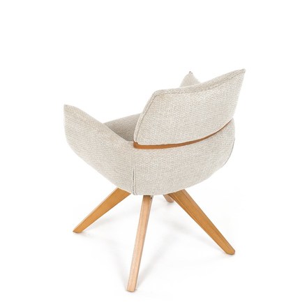 Moderní jídelní židle Autronic Židle jídelní, béžová látka, 360° vratný mechanismus, masiv jasan (DCH-D1348 CRM2) (18)