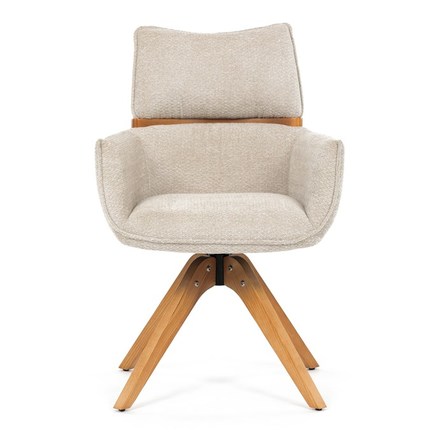 Moderní jídelní židle Autronic Židle jídelní, béžová látka, 360° vratný mechanismus, masiv jasan (DCH-D1348 CRM2) (1)