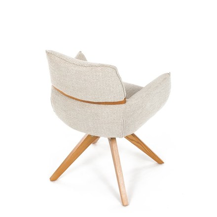 Moderní jídelní židle Autronic Židle jídelní, béžová látka, 360° vratný mechanismus, masiv jasan (DCH-D1348 CRM2) (20)