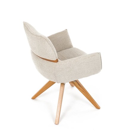 Moderní jídelní židle Autronic Židle jídelní, béžová látka, 360° vratný mechanismus, masiv jasan (DCH-D1348 CRM2) (21)