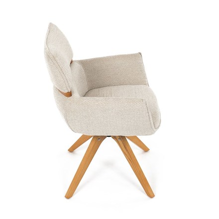 Moderní jídelní židle Autronic Židle jídelní, béžová látka, 360° vratný mechanismus, masiv jasan (DCH-D1348 CRM2) (22)