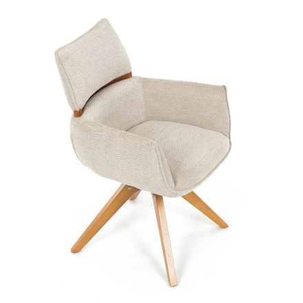 Moderní jídelní židle Autronic Židle jídelní, béžová látka, 360° vratný mechanismus, masiv jasan (DCH-D1348 CRM2) (23)