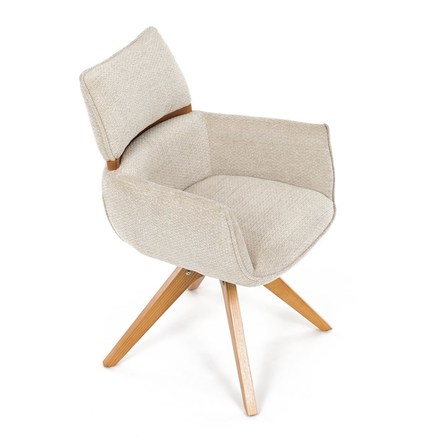 Moderní jídelní židle Autronic Židle jídelní, béžová látka, 360° vratný mechanismus, masiv jasan (DCH-D1348 CRM2) (23)