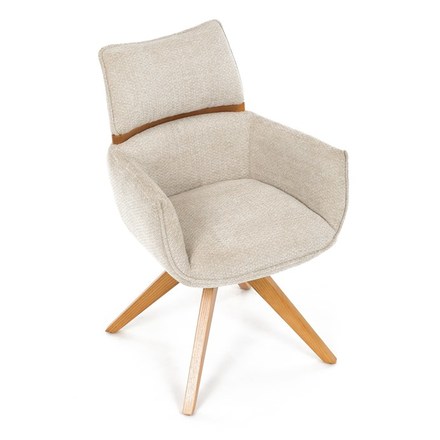 Moderní jídelní židle Autronic Židle jídelní, béžová látka, 360° vratný mechanismus, masiv jasan (DCH-D1348 CRM2) (24)