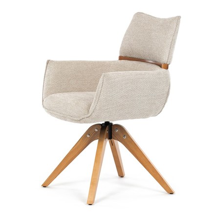 Moderní jídelní židle Autronic Židle jídelní, béžová látka, 360° vratný mechanismus, masiv jasan (DCH-D1348 CRM2) (3)