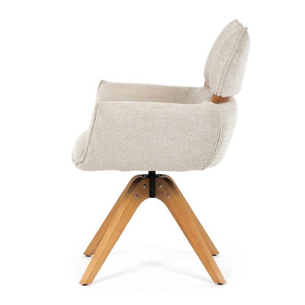 Moderní jídelní židle Autronic Židle jídelní, béžová látka, 360° vratný mechanismus, masiv jasan (DCH-D1348 CRM2) (4)