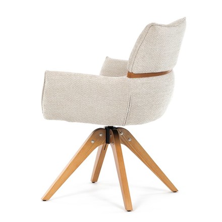 Moderní jídelní židle Autronic Židle jídelní, béžová látka, 360° vratný mechanismus, masiv jasan (DCH-D1348 CRM2) (5)